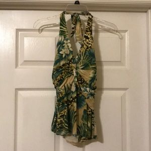 Floral and animal print halter top